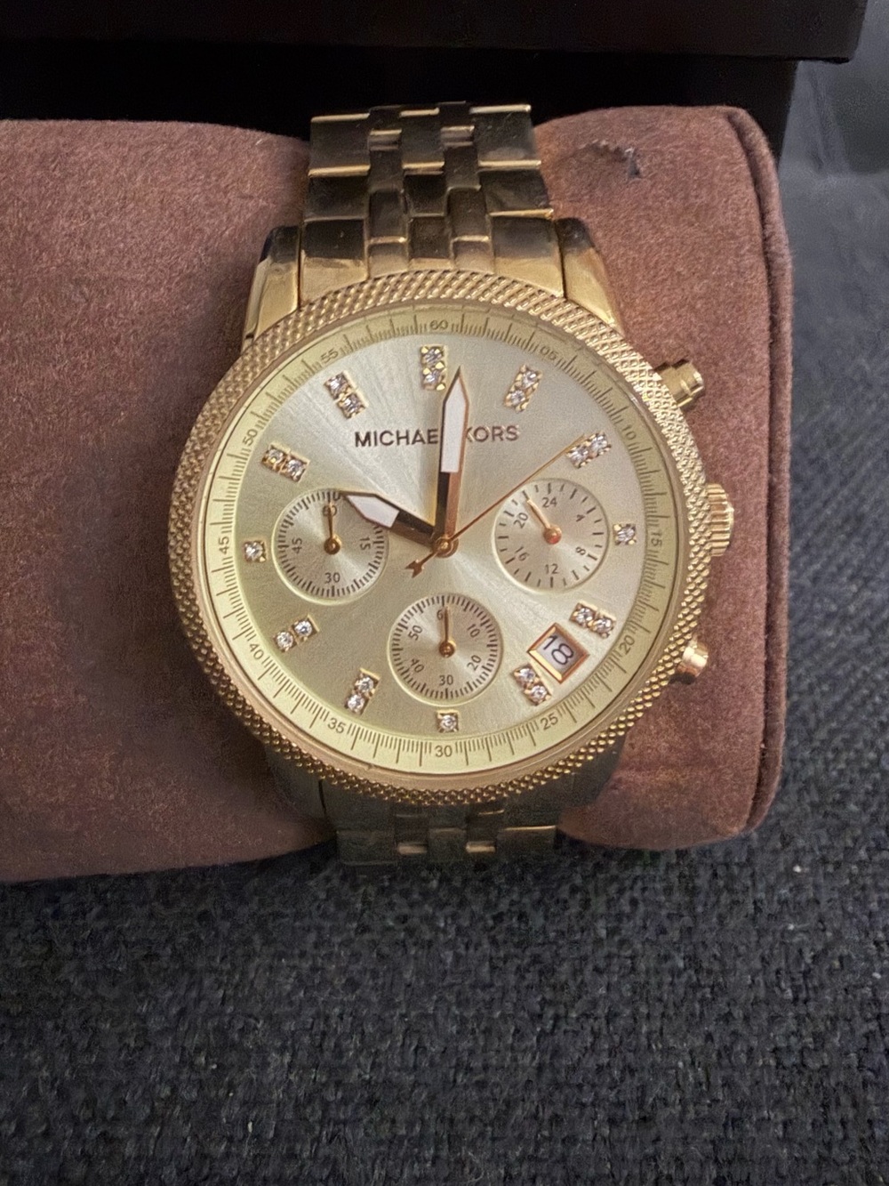 Michael Kors Gold-tone Bracelet Chronograph Watch with Crystal Markers